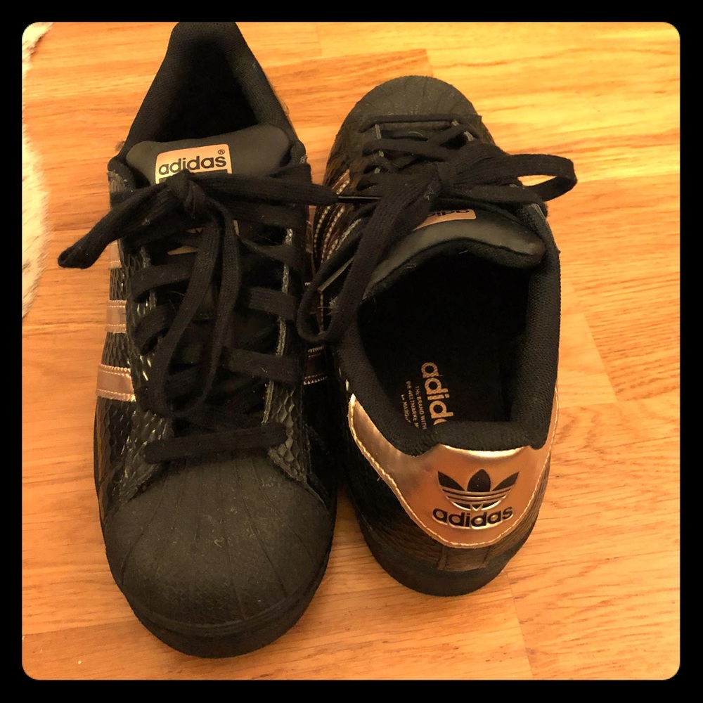 Adidas Superstars Rose Gold / Black Python - sz 7